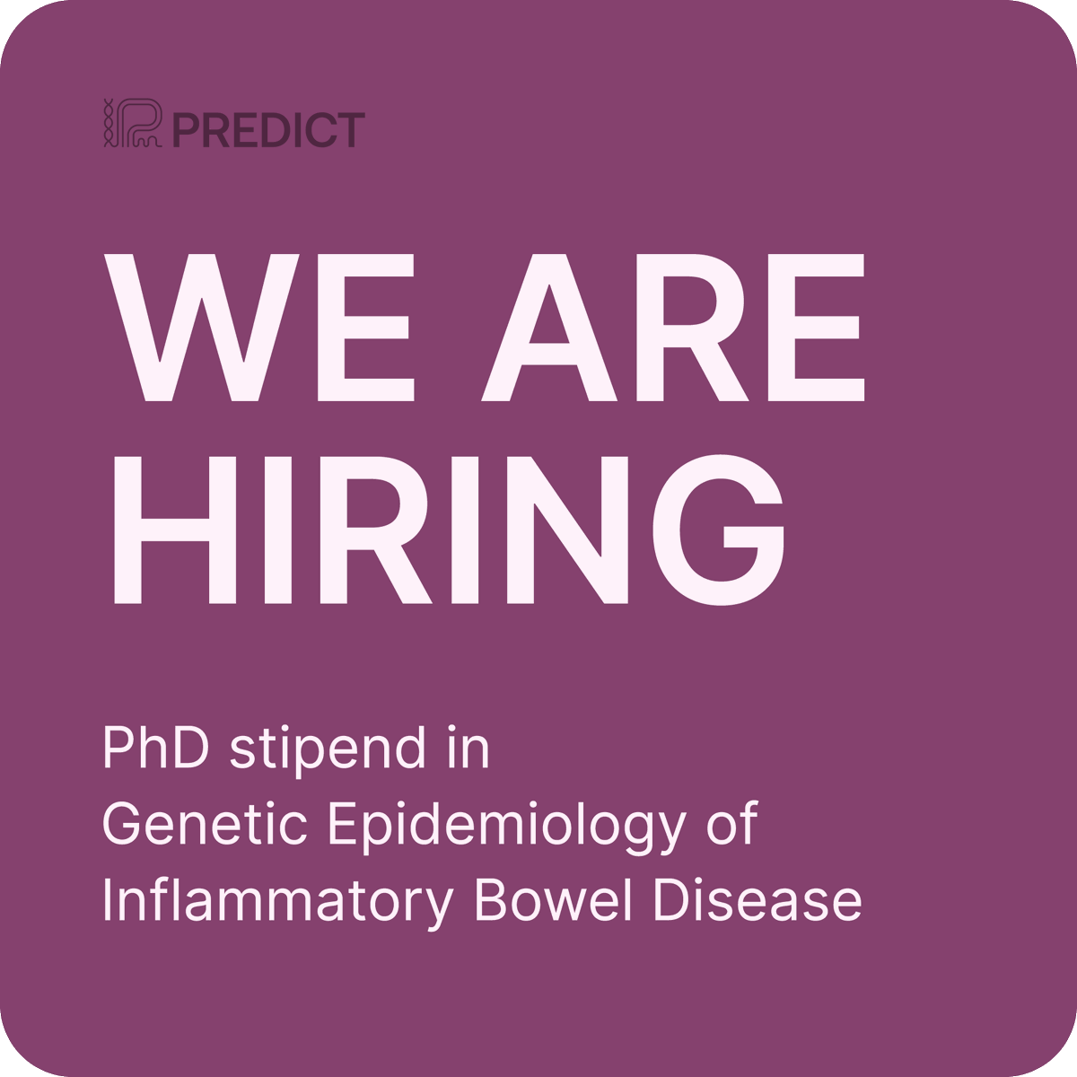 Tomorrow is the deadline to apply for our PhD position combining genomics, epidemiology and machine learning to understand IBD. All STEM backgrounds considered. We're in Copenhagen and also have funding for international students.

Apply here ➡️ stillinger.aau.dk/phd-stillinger…

#PhDjobs