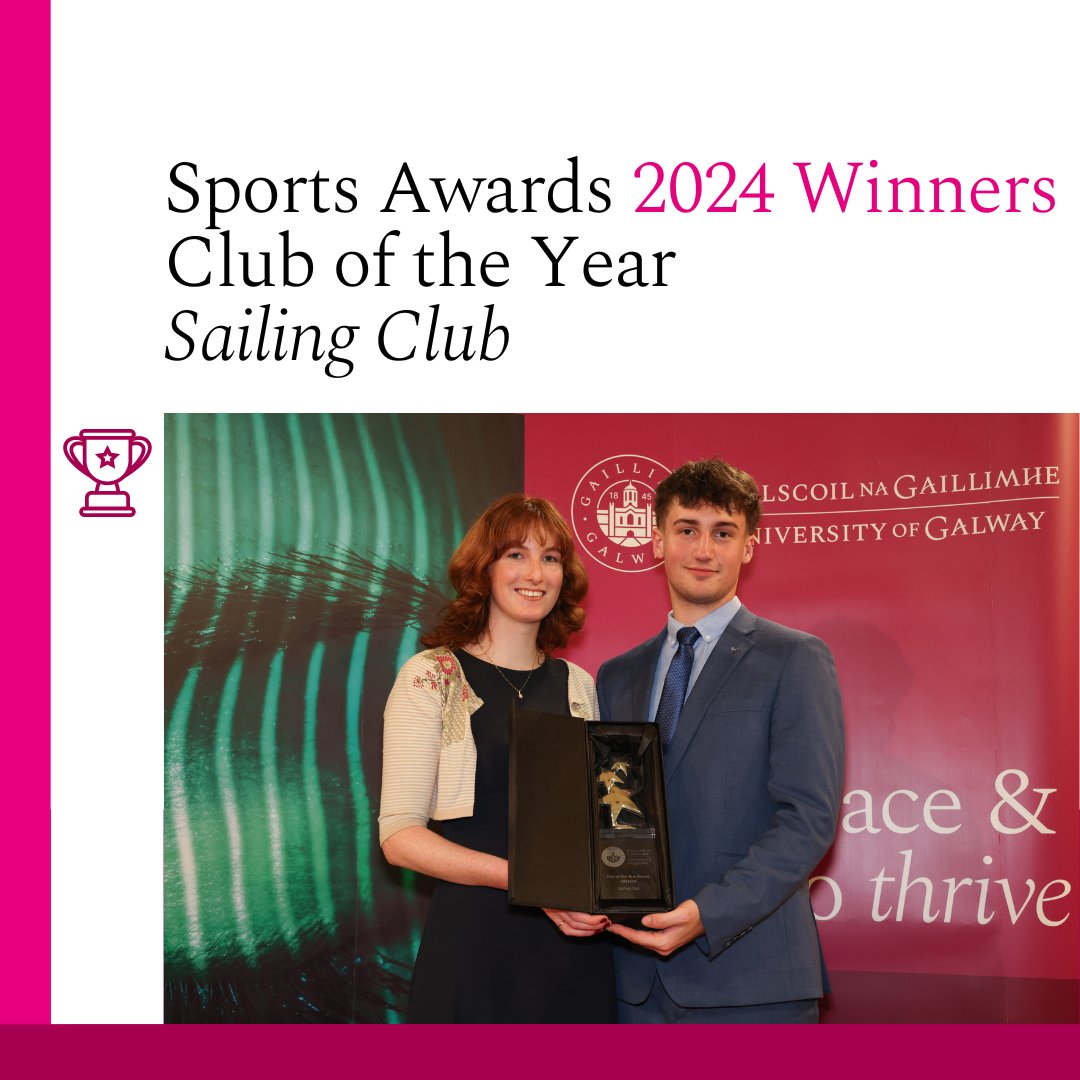 #UniversityOfGalway has marked a year of sporting success and heroes at our 39th annual #SportsAwards.  This year’s Club of the Year award went to the Sailing Club. Comhghairdeachas to all involved 👏 Applications for #SportsScholarships close May 5th: ow.ly/v51i50RiZUu