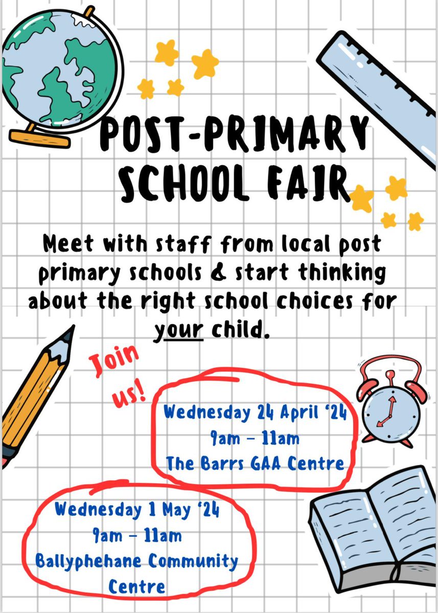 Bí linn amárach ag Ionad Pobal Bhaile Féitheán 9 - 11am. Don't miss out tomorrow - join us at Ballyphehane Community Centre 9-11am & chat to staff and students from local Post Primary schools about making the right choice for your child. Free entry to draw for a €50 voucher!