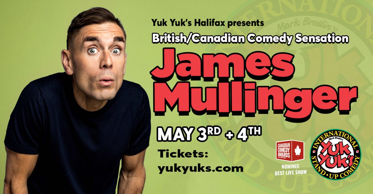 Thx to @jamesmullinger for chatting this morning about his Greatest Hits Tour, which celebrates 20 years as a standup comedian. The tour brings him to #Halifax's Yuk Yuks on May 3 and 4. Watch for our interview soon.   

More info here: yukyuks.com/?action=club.c…
