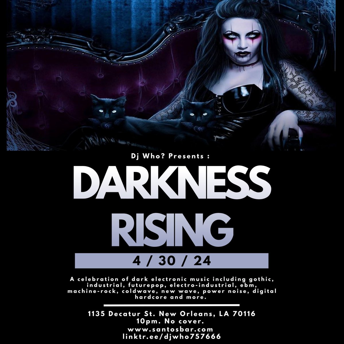 DjWho757666's tweet photo. We’re back! See you tonight at Santos for a new edition of DARKNESS RISING. https://t.co/4KMehhuKoy