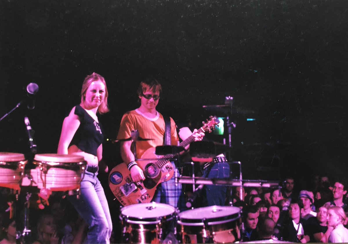 me n' my sister @iamlizziebrown on stage in The UK circa Autumn 2001. I am wearing a kilt.