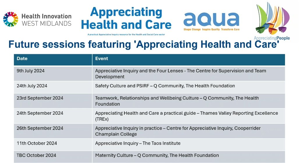 What a brilliant session today - thanks to all the authors and case study contributors for sharing. Interested in learning more? See upcoming sessions below. If you are interested in purchasing the #AppreciatingHealthandCare book, visit: appreciatingpeople.co.uk/ai-essentials/