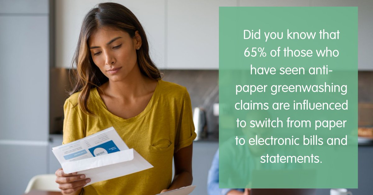 Research shows that anti-paper greenwashing works, misleading U.S. consumers to switch from paper to electronic bills & statements. Learn how Two Sides NA #antigreenwashing campaign is persuading companies to eliminate these misleading 'Go Green' claims pulse.ly/mcx5kptr8z