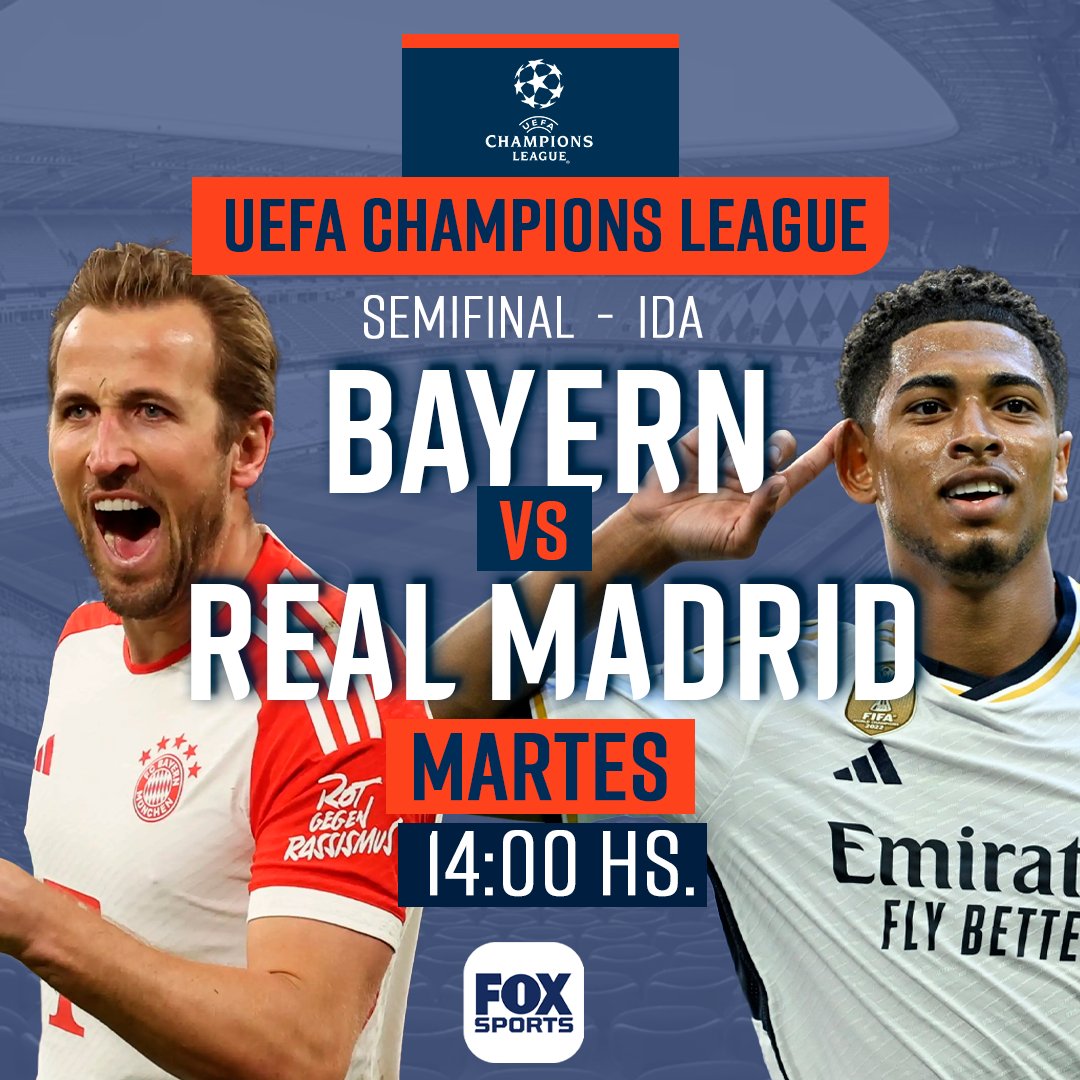 #CHAMPIONSxFoxSports | Comienzan las semifinales.
Desde las 14:00 hs vas a poder vivir la previa del partido entre el Bayern Múnich y el Real Madrid por la pantalla de #FoxSportsArgentina.
Con relatos y comentarios de <a href="/hernandelorenzi/">Hernan E. De Lorenzi</a> y <a href="/MiguelOsovi/">Miguel Osovi</a>
¿Quién ganará la 'Orejona'?