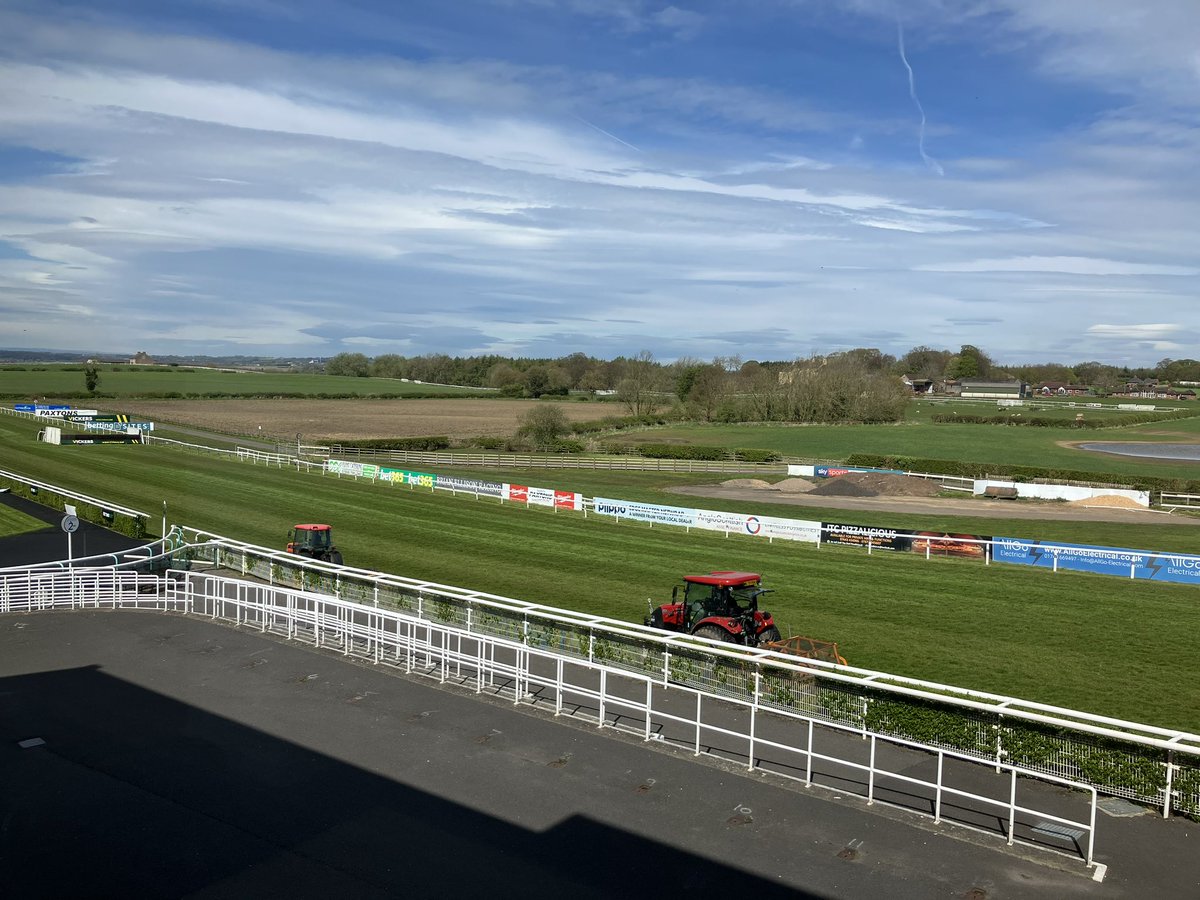 Grounds team working hard preparing the track for Ladies Evening on the 10th May.