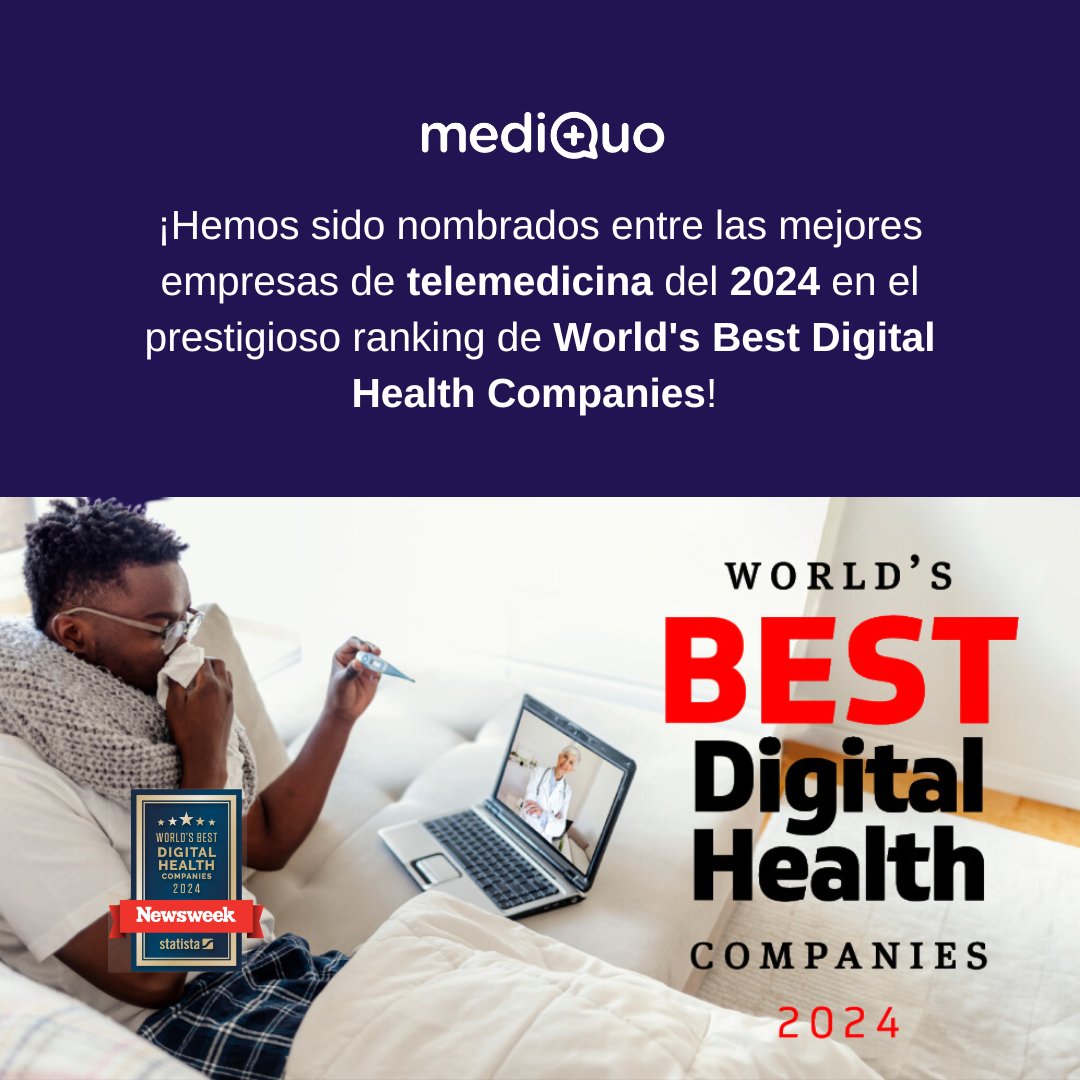 🎉¡Hemos sido nombrados entre las mejores empresas de #telemedicina del 2024 en el prestigioso ranking de World's Best Digital Health Companies! 🎉 #mediquo #españa #lider #health #saluddigital  <a href="/NewsweekEspanol/">Newsweek en Español</a> <a href="/Newsweek/">Newsweek</a>