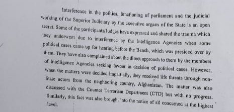 Peshawar High Court has told the Supreme Court that some judges have also 'complained about the direct approach to them by the members of intelligence agencies seeking, favour in decision of political cases'