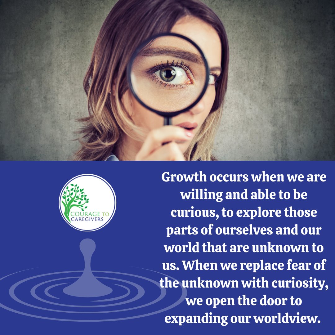 No discussion of growth mindset, our theme for this month, would be complete without talking about curiosity. Growth occurs when we are willing and able to be curious, to explore those parts of ourselves and our world that are unknown to us. #caregiversupport #stayingcurious