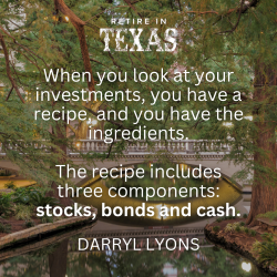 Just like a recipe, your investments require three key ingredients: stocks, bonds, and cash. 

ow.ly/9cTn50RoioM

#PAXFinancialGroup #RetireinTexas #DarrylLyons #SanAntonio #SanAntonioTexas #Podcast #Stocks #Bonds #Cash #Investment #Recipe #KeyIngredients