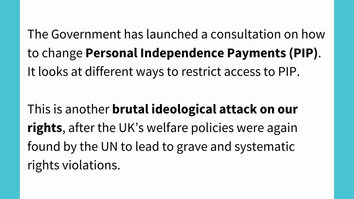 (1/2) Read our analysis of the Government's latest attacks on our rights. PIP is an essential benefit that we rely on for some of the extra costs of being Disabled. We are fighting back against these proposals, which will only happen if ... inclusionlondon.org.uk/campaigns-and-… #CRDP24