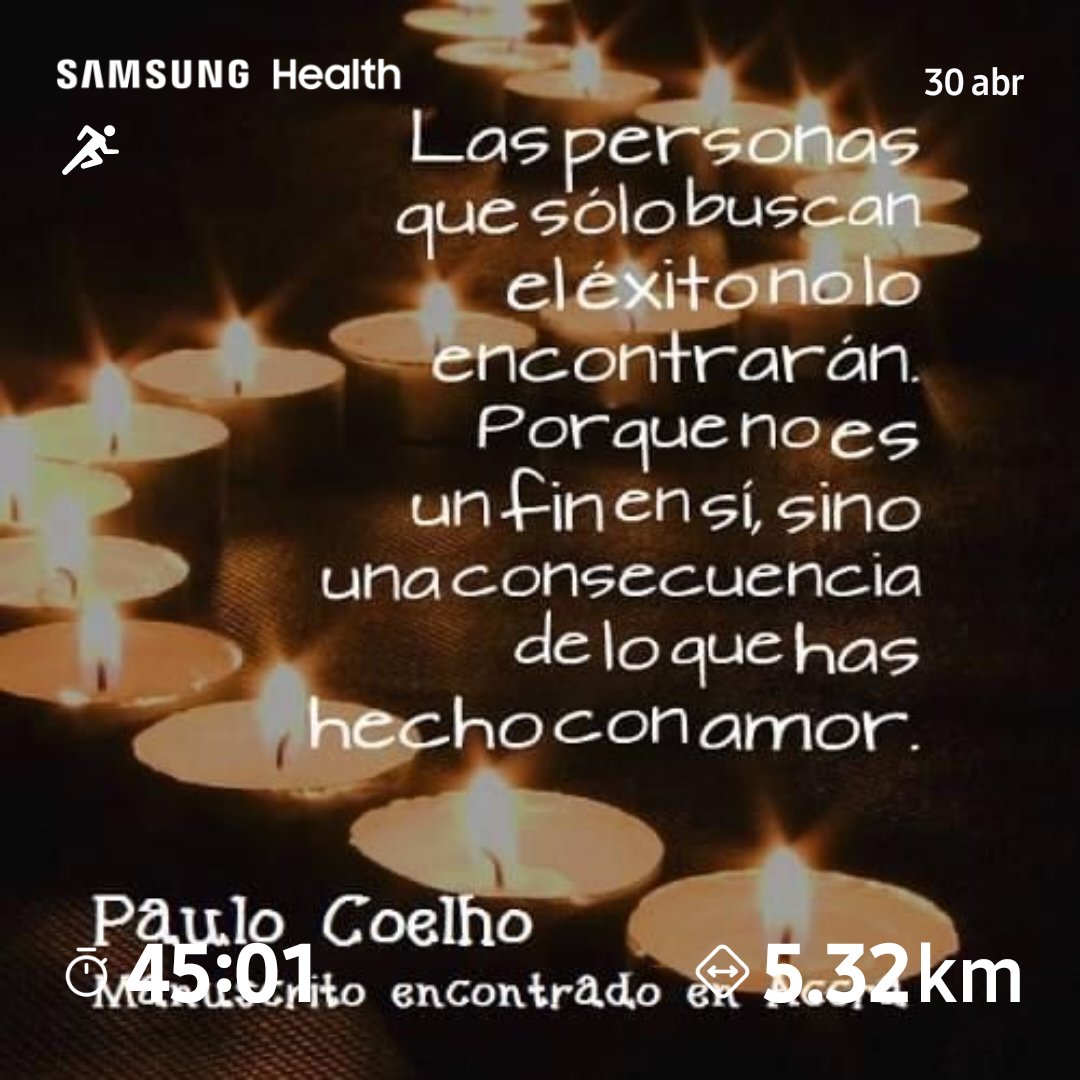 DÍA 304
33:40 Calentamiento 
45:00 Trote de Soltura: 5.3 Km
19:00 Recuperación y Estiramiento
Kcal: 849