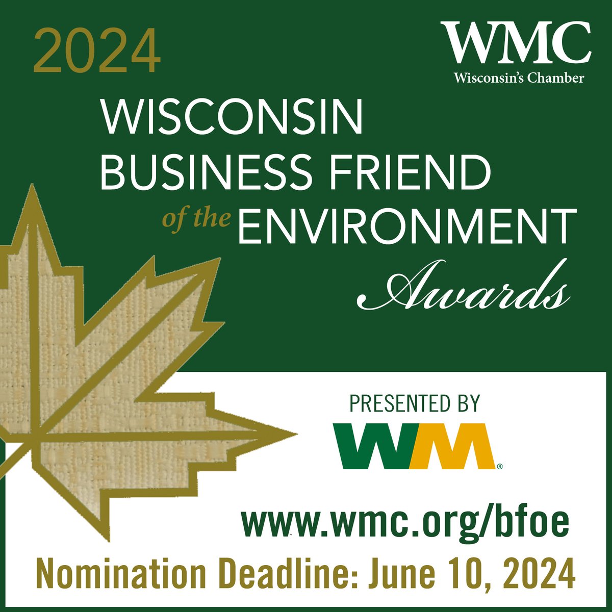 The Business Friend of the Environment Awards are given annually to companies that demonstrate environmental leadership in the areas of sustainability, innovative technology and stewardship. Nominate a company today! wmc.org/bfoe/