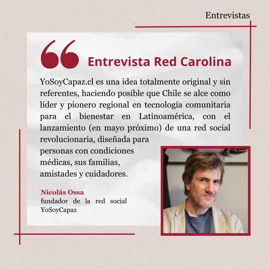 🎤 Entrevistamos a Nicolás Ossa, abogado, empresario y fundador de la red social @YoSoyCapaz_cl, exbecario de #FundaciónCarolina 🔗 Leer fundacioncarolina.es/entrevistamos-…