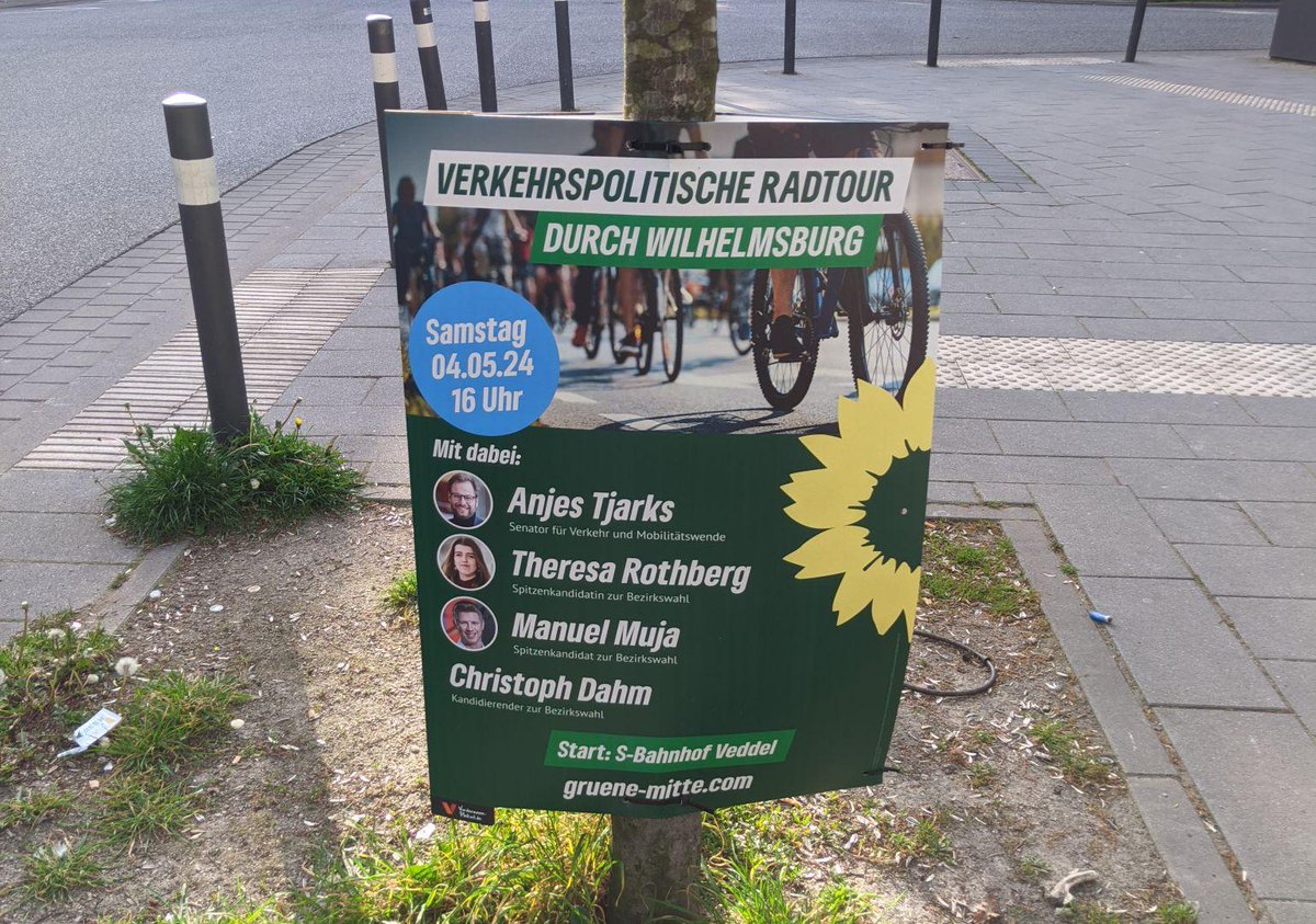 Veddel/Wilhelmsburg Leute kommt längs!

Verkehrspolitische Radtour durch Wilhelmsburg mit Leuten von den Grünen (u.a. BVM-Senator <a href="/anjes_tjarks/">Anjes Tjarks</a>) am Samstag, 04.05.24. 
Start: 16 Uhr, S-Bahnhof Veddel.