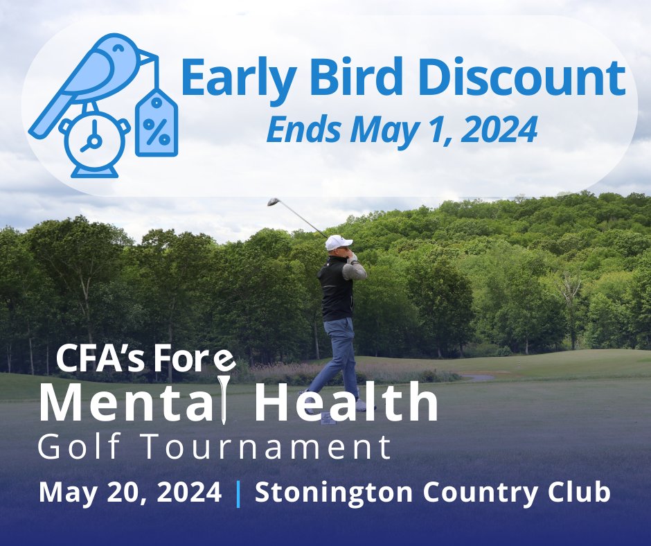 The early bird deadline for CFA's Fore Mental Health Golf Tournament is tomorrow, May 1. Don't miss out on discounted registration and a fantastic day on the green! ⛳️ 

👉 Register here: trellis.org/cfa-fore-menta…