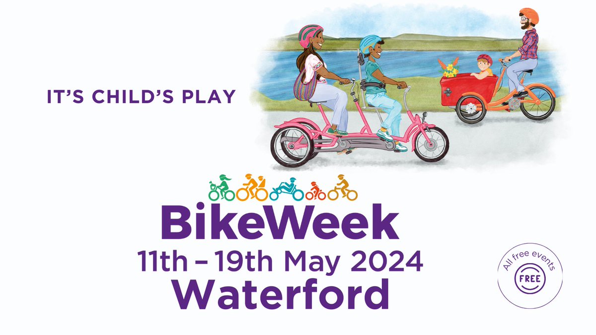 Bike Week Waterford will take place from Saturday 11th to Sunday 19th May 2024. You can download the full programme at: waterfordcouncil.ie/services/commu… #BikeWeekWaterford #Waterford