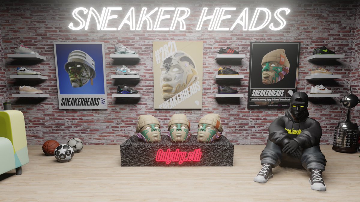 GM & Welcome to HighAsFuck’s Basement 🏠 A new era begins in @sneakerheadsoff !! Who wants to pass by and smoke a few blunts while we try on some @dotSWOOSH & @MONKEEMOTO designs ?? 👟♥️ @RTFKTcreators @RTFKT #SHChapter2