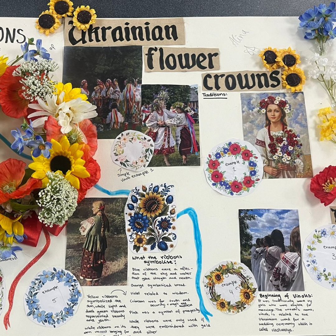 Drawing inspiration from her Ukrainian roots, our talented Grade 8 student, Alina has begun the process of designing and creating her own Vinok hat, blending elements of tradition with her own creative vision. 

#InspiringExcellence #art #ProudlyTaaleem
@Taaleem