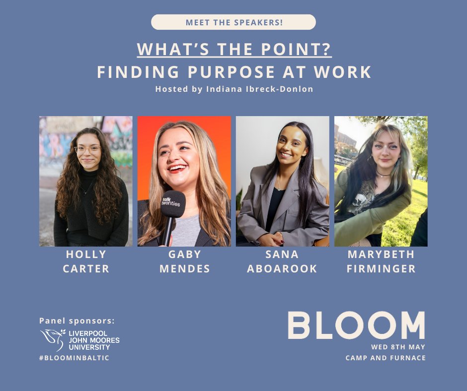 balticcreative's tweet photo. We're thrilled to announce the speakers for our panel at Bloom: What's the Point? Finding Purpose at Work! 🌱 Sponsored by @ljmu and hosted by student, Indiana Ibreck-Donlon.
Meet the speakers and get your tickets today!
https://t.co/9aCsQnwbgd
#BloomInBaltic https://t.co/UWEhLKEyTw