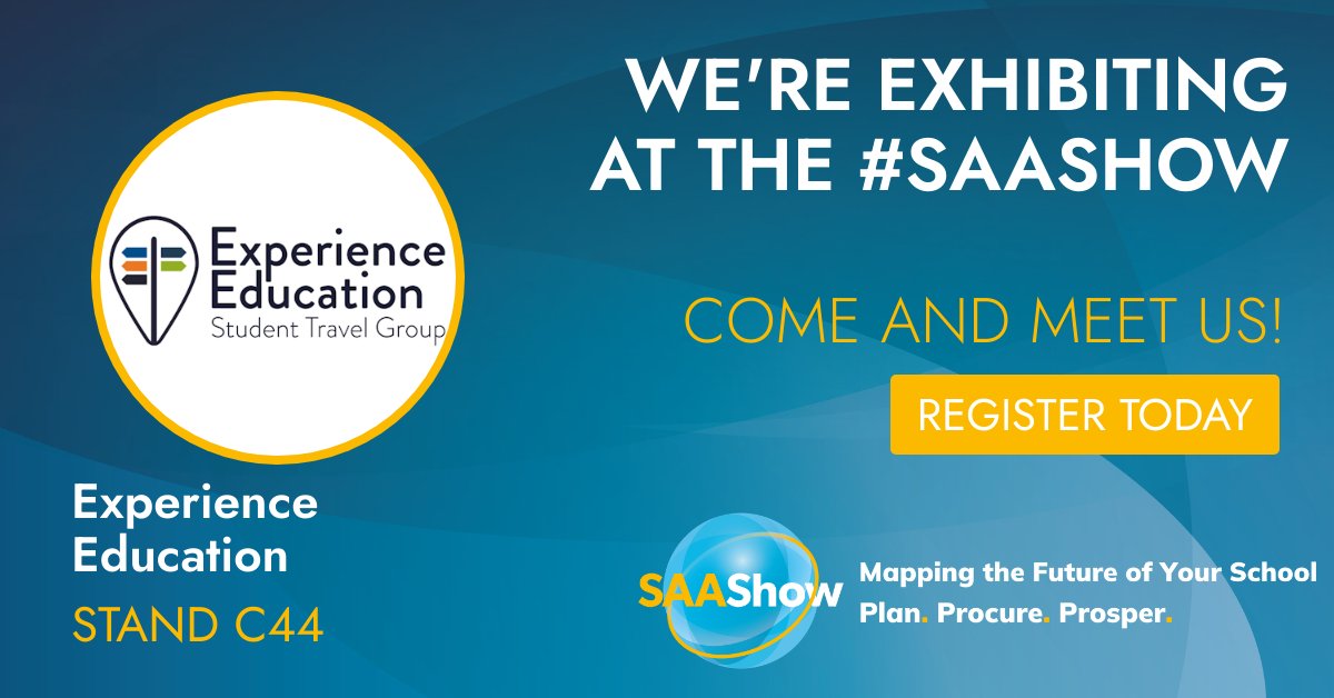 Together with our sister brands, we are exhibiting at the Schools &amp; Academies Show tomorrow 1st May at the ExCeL, London. Come and meet us at our Experience Education stand to learn more about our work! 

#SAAShow #Schoolsandacademiesshow <a href="/SAA_Show/">Schools & Academies Show</a>