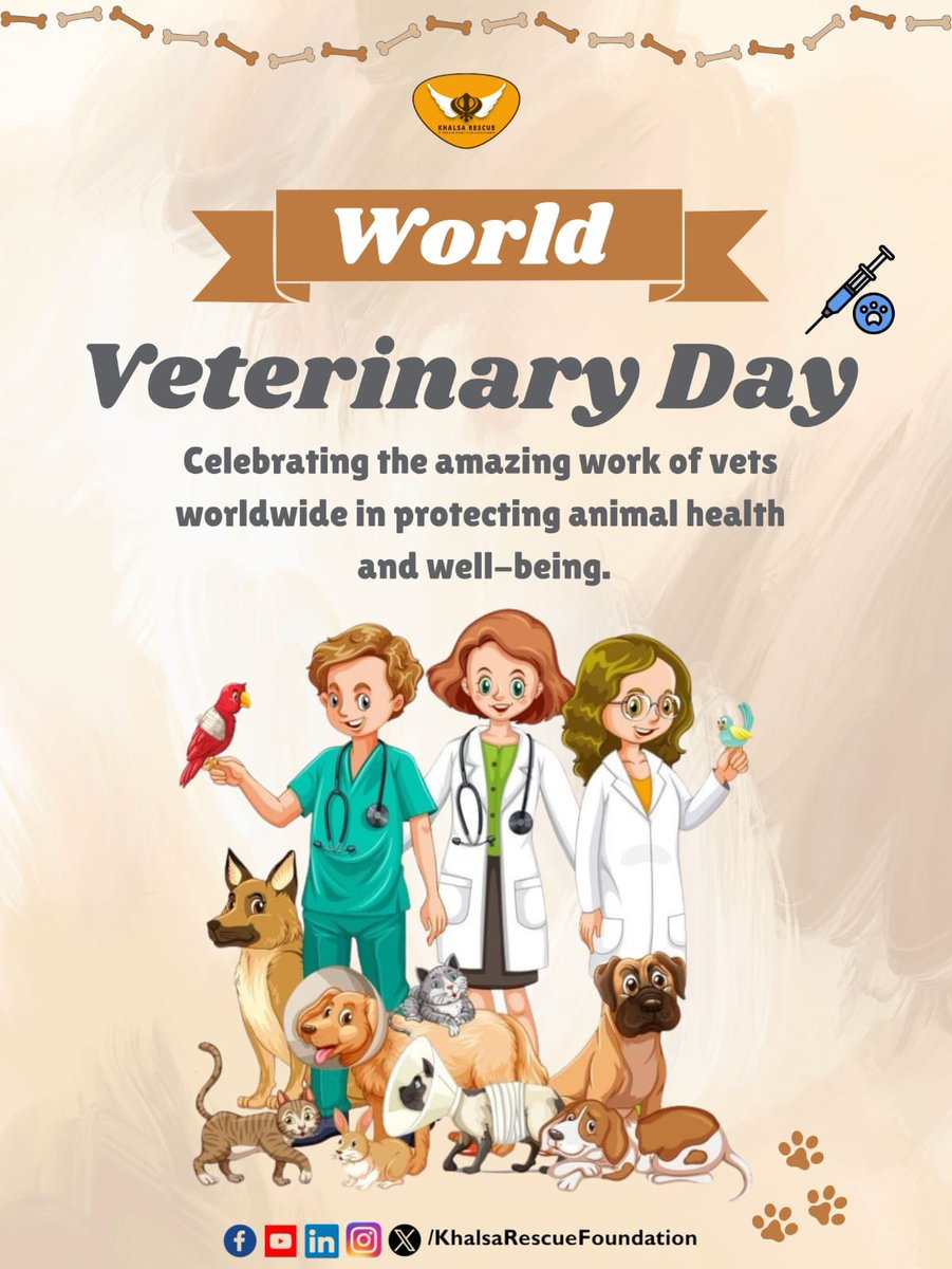 'Happy World Veterinary Day! Celebrating the incredible dedication and care of veterinarians worldwide. #WorldVeterinaryDay #Veterinarians #AnimalHealth'