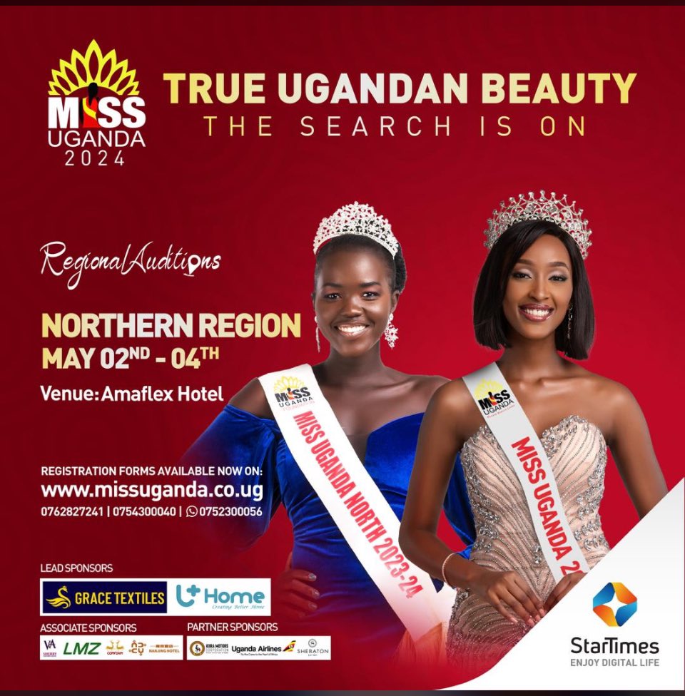 Excited to announce our next stop: Northern Region at Amaflex Hotel for #MissUganda2024 search! Embracing Uganda's diverse cultures and landscapes is an honor. 

Can't wait to meet talented contestants and share this empowering adventure. Stay tuned for updates.