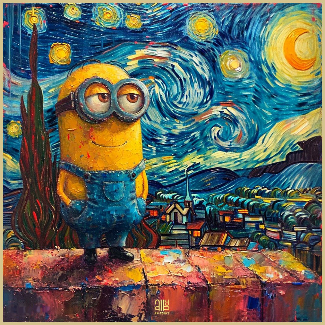 Day 328: Starry nokka 🌃 Or what would you call Van Gogh's work in minionese?🤔 #365DaysOfAlbyArtbeat #WhatIf