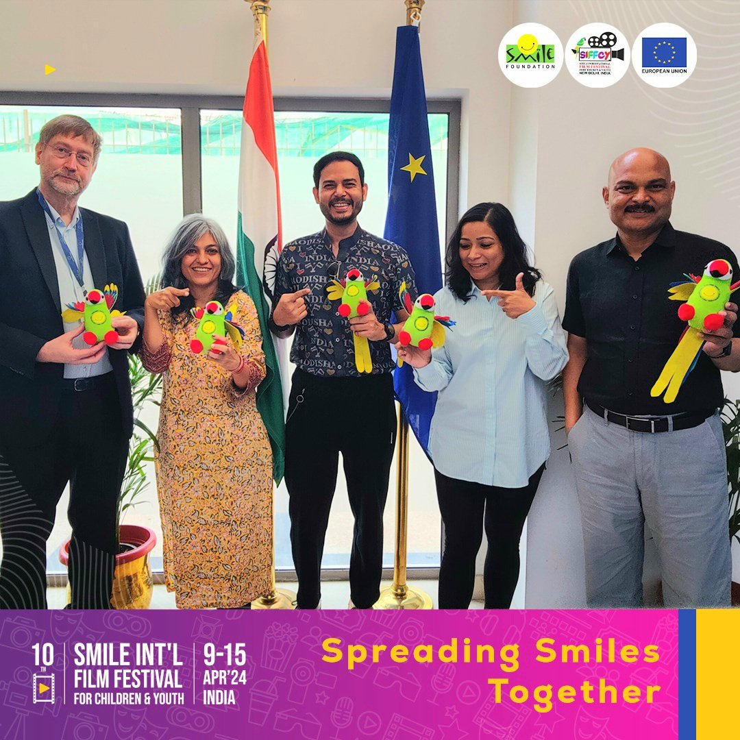 Spreading #smiles together with @EU_in_India 🙏🏼We are thankful to the European Union @EUAmbIndia and team for their support,cooperation & contributions towards 10th Smile International film festival for children and youth 😊 #SpreadingMillionsofSmiles #siffcy @smilefoundation