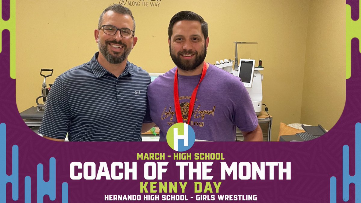 Congrats to <a href="/leopardsath/">Hernando Athletics</a> Coach Kenny Day for being named @hernandoschools March H.S Coach of the Month! Coach Day led the 🐆 Girls Wrestling team to the 2024 1A State Title! The first team state title in the HCSD in over a decade.  <a href="/BSNSPORTS_Tampa/">BSN SPORTS Tampa Bay Area</a> <a href="/LowmanLawFirm/">LowmanLawFirm</a> <a href="/GloryDaysGrill/">Glory Days Grill</a>