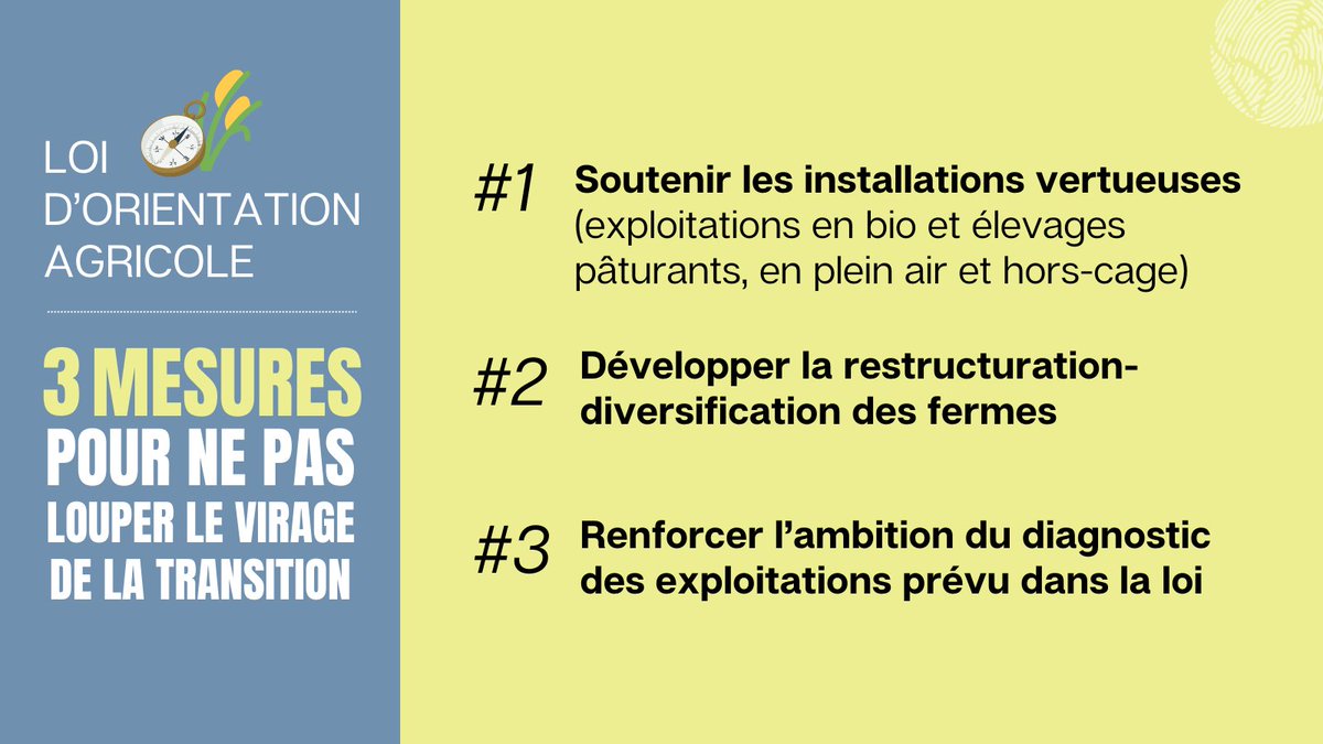 La #LOA est discutée aujourd’hui en commission des affaires économiques. Chers députés, comptez-vous orienter l’agriculture 🇫🇷 vers un véritable avenir ou vers une impasse (en soutenant des reculs environnementaux) ? Soyez à la hauteur en soutenant des amendements ambitieux 👇