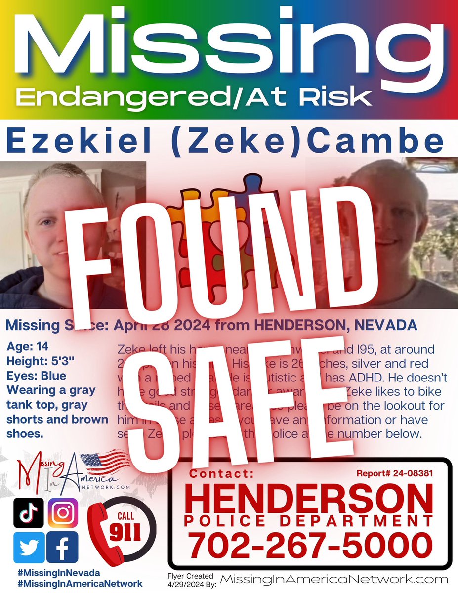 Zeke was located overnight!  Thank you all for #caringandsharing.