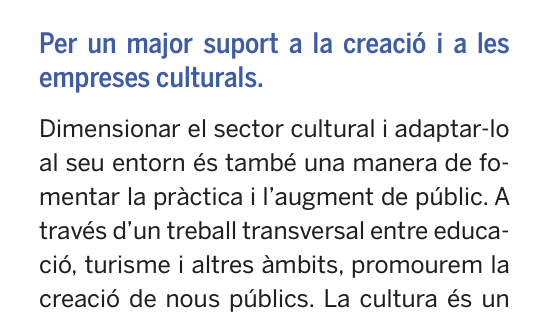 Mireu les propostes d'<a href="/orriolsderipol/">Sílvia Horrors</a>, de <a href="/KRLS/">krls.eth / Carles Puigdemont</a> i de <a href="/perearagones/">Pere Aragonès i Garcia</a> en turisme. Tots pro-turisme: en volen molt més.  

Precarietat, empobriment, lobbies.

Junts: tan absolutament abocats al turisme que fins i tot l'apartat de cultura va sobre turisme: