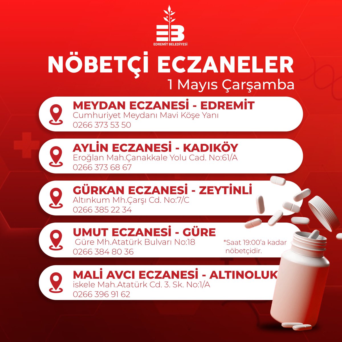 Sağlıklı günler dileriz 💊 #NöbetçiEczaneler