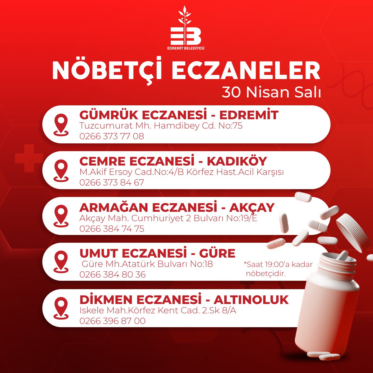 Sağlıklı günler dileriz 💊 #NöbetçiEczaneler