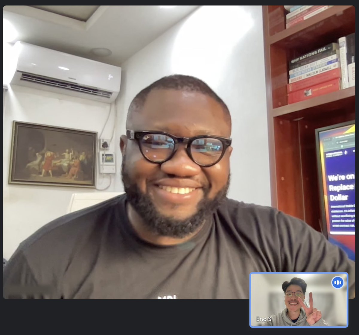dub a day until ISC hits 1B day 62: plotting with superteam 🇳🇬 how far?! great session with the big boss @NzubeEzudo. he's scaled superteam to 21/36 states in nigeria in a matter of months! 1,000+ attendees for ecosystem calls. we talkin about SIZE. impressed.