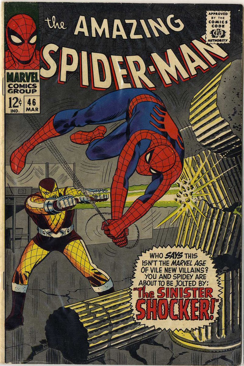 #TheAmazingSpiderMan #Shocker #JohnRomitaSr #StanLee My copy of THE AMAZING SPIDER-MAN #46, featuring the 1st appearance of the Shocker!