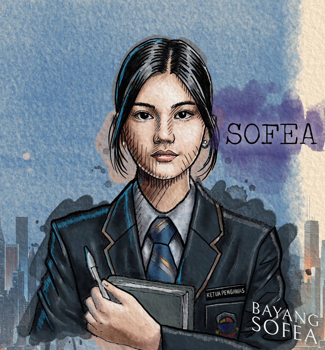 Meet Sofea! Sofea ialah watak utama dalam buku Bayang Sofea yang akan terbit 10 hari lagi!

Beginilah rupa Sofea dalam bayangan saya. Dalam lukisan ni, saya visualkan Sofea dalam salah satu babak/peringkat dalam buku tersebut.

And no, tak ada reference pada wajah sesiapa pun…