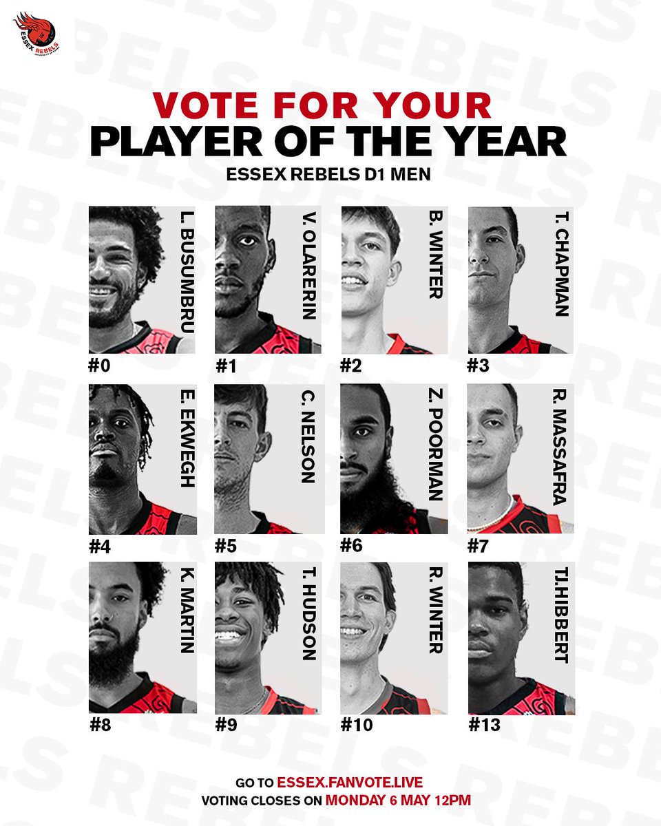YOU DECIDE ‼ Go to Essex.Fanvote.Live to vote for your Player of the Year 👀 Voting closes on Monday 6 May 12pm. #UptheRebs #WeAreRebels