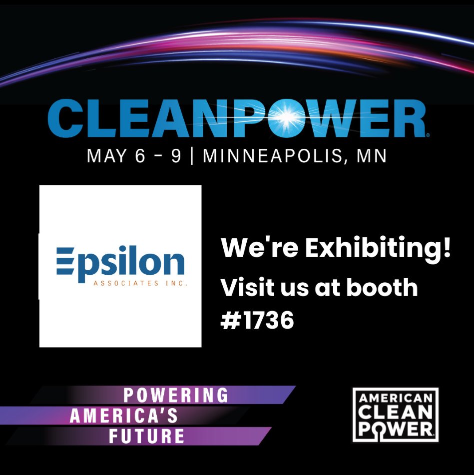 EpsilonAssoc's tweet photo. Representatives from Epsilon’s #Acoustics team will be exhibiting at #CLEANPOWER24 next week in Minneapolis. Stop by our booth 1736 to say hello! 

#Wind #Solar #BESS #CLEANPOWER24 #PermittingMatters https://t.co/RrhLWhnmTQ