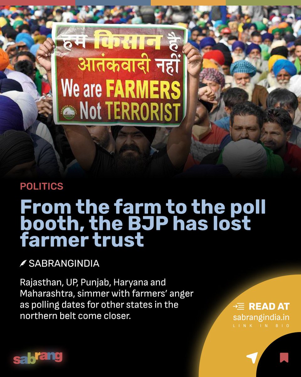 From the farm to the poll booth, the BJP has lost farmer trust

#FarmersAnger #BJPTrustLoss #FromFarmToBooth #FarmersProtests #Election2024 #NorthernBeltPolls

sabrangindia.in/from-the-farm-…