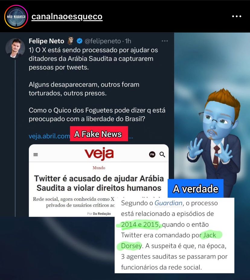 DamaDeFerroTV's tweet photo. Nelipe Feto, cujas habilidades sobre qualquer tema são desconhecidas e inexistentes, tendo alcançado certa fama em virtude da imbecilização em massa promovida no ocidente, chama Musk de “Kiko dos Foguetes”. 

Provavelmente seus empregados riram e ele acreditou ser uma boa tirada. 

Perdeu completamente a noção de ridículo, inclusive para acusar Musk de cumplicidade do Twitter com a ditadura saudita por fatos ocorridos em 2015, muito antes da aquisição, e na gestão do mega woke sojado Jack Dorsey, uma espécie de Nelipe Feto adulto.

👉 Sigam @CanalNaoEsqueco