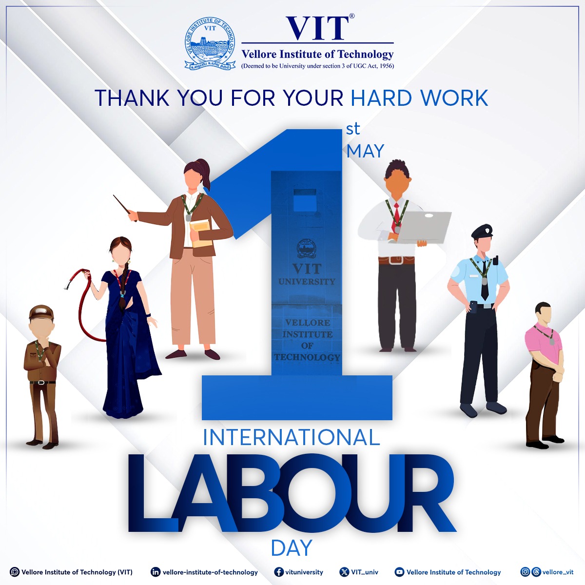 Here's to the hands and hearts who make our dreams a reality through their hard work! #VIT wishes you a happy May day! #VelloreInstituteofTechnology #MayDay #MayDay2024 #LabourDay #LaborDay2024 #HappyMayDay #HappyLabourDay