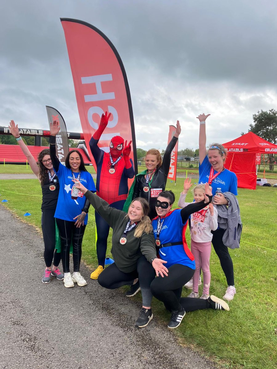 Today marks the final day of our #MilesforSmiles challenge for @MakeAWishUK! 🏃🎉 We had an amazing day Saturday where our colleagues, dressed in their best superhero attire, took on a 5k inflatable challenge. Check out the photos below! 👇🦸 #WishesComeTrueNewcross