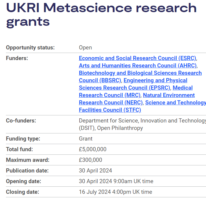 We’re working with @SciTechgovuk and @open_phil to invest up to £5m in metascience research grants that will improve our understanding of what works in the R&D system, as part of our evidence-based, data-driven approach to evolving the R&D landscape. ➡️orlo.uk/EeFAm