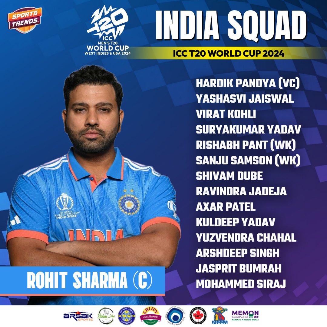 India's Squad For ICC T20 World Cup 2024 🏏🇮🇳🏆

#Cricket #India #T20WorldCup #T20WorldCup2024 #RohitSharma #ViratKohli #RishabhPant #HardikPandya #SanjuSamson #KLRahul #SportsTrendsCan #SportsTrendsCanada