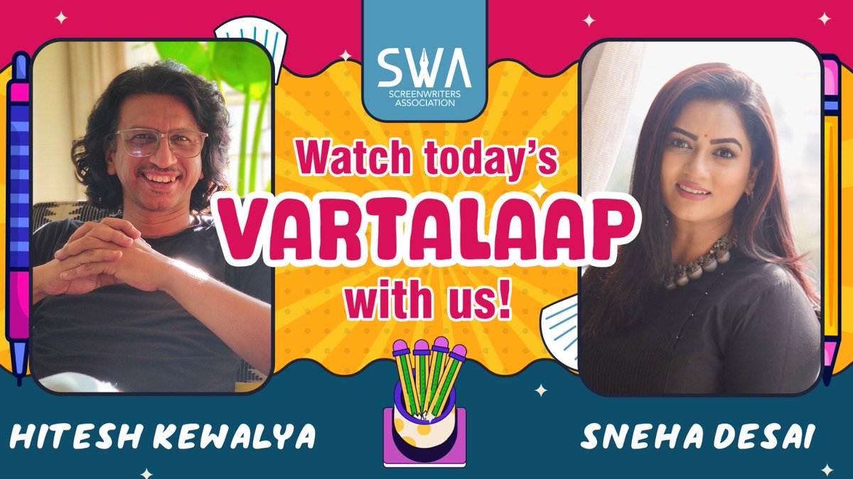 We're thrilled to share that today's Vartalaap with screenwriter Sneha Desai will be streamed LIVE on our official YouTube channel from 5:30 PM. Catch the session live by visiting youtube.com/live/t7da4f6Di….