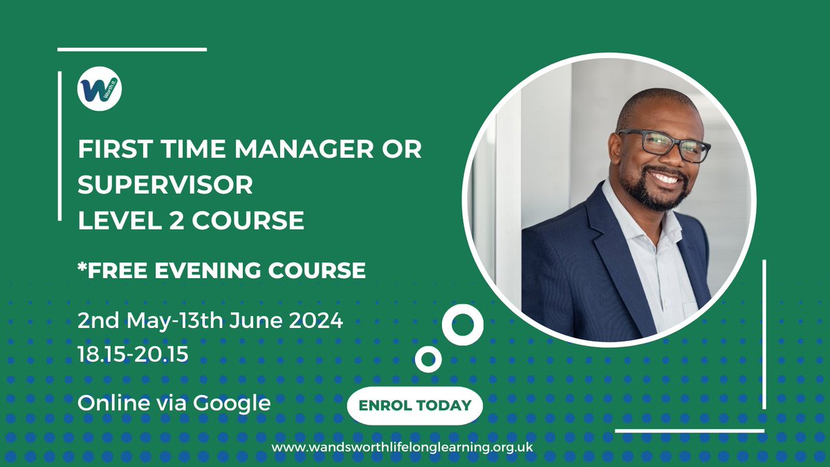 A #manager/#supervisor role is challenging for 1st timers. An L2 #qualification will take your career to the next level & teach you skills that lead to success. Register today: wandsworth.picsweb.co.uk/Guest/SignUp/A… #Freecourse, subject to criteria. #managementcourse #wandsworthlifelonglearning