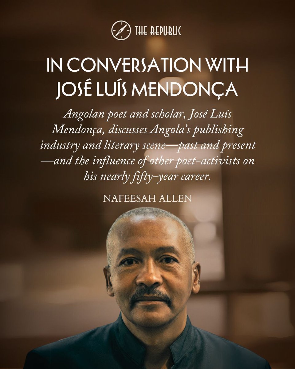 Angolan poet and scholar, José Luís Mendonça, discusses Angola’s publishing industry and literary scene—past and present—and the influence of other poet-activists on his nearly fifty-year career.⁠
⁠
Our #LastestOnline via <a href="/theblaxpat/">Dr. Nafeesah Allen</a>

republic.com.ng/april-may-2024…