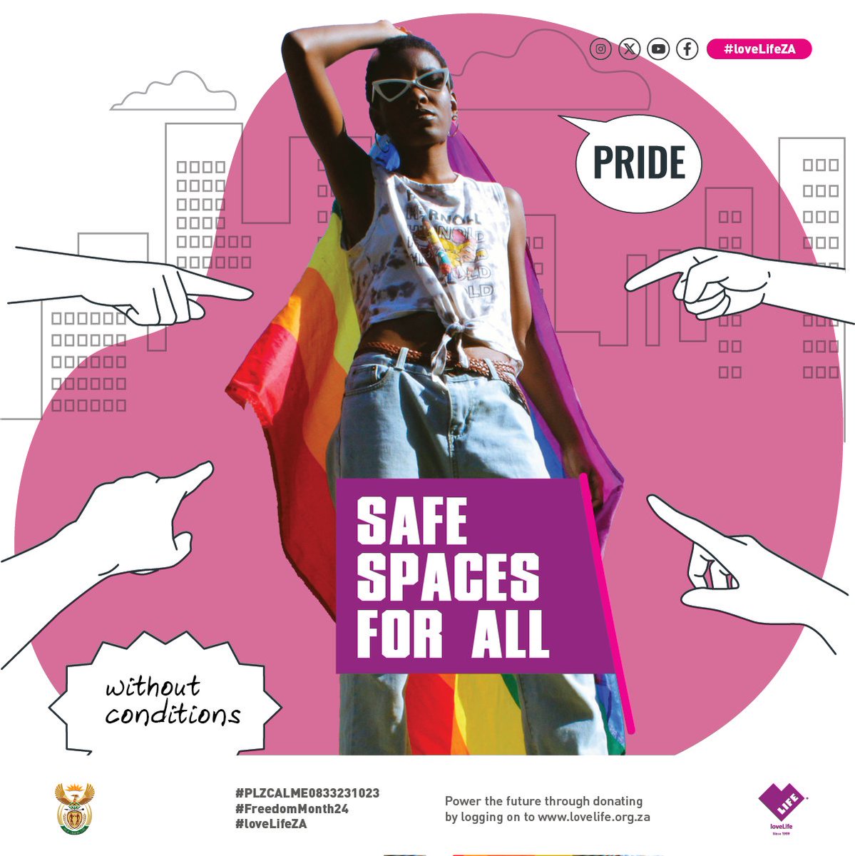 Inclusion starts with us! 💯 Embrace inclusivity and create safe spaces for all identities. 🙌🏾 Let's build a world where everyone feels safe to be theirselves.💟 How can we make a positive impact on creating safe spaces for all identities?💭 #loveLifeZA #PLZCALME0833231023